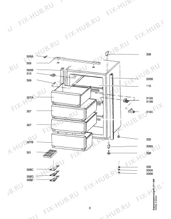 Взрыв-схема холодильника Aeg ARC1302-5 E - Схема узла Housing 001